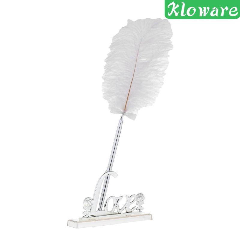 Wedding White Feather Quill Guest Book Signing Pen with Love Holder 1 Cái
