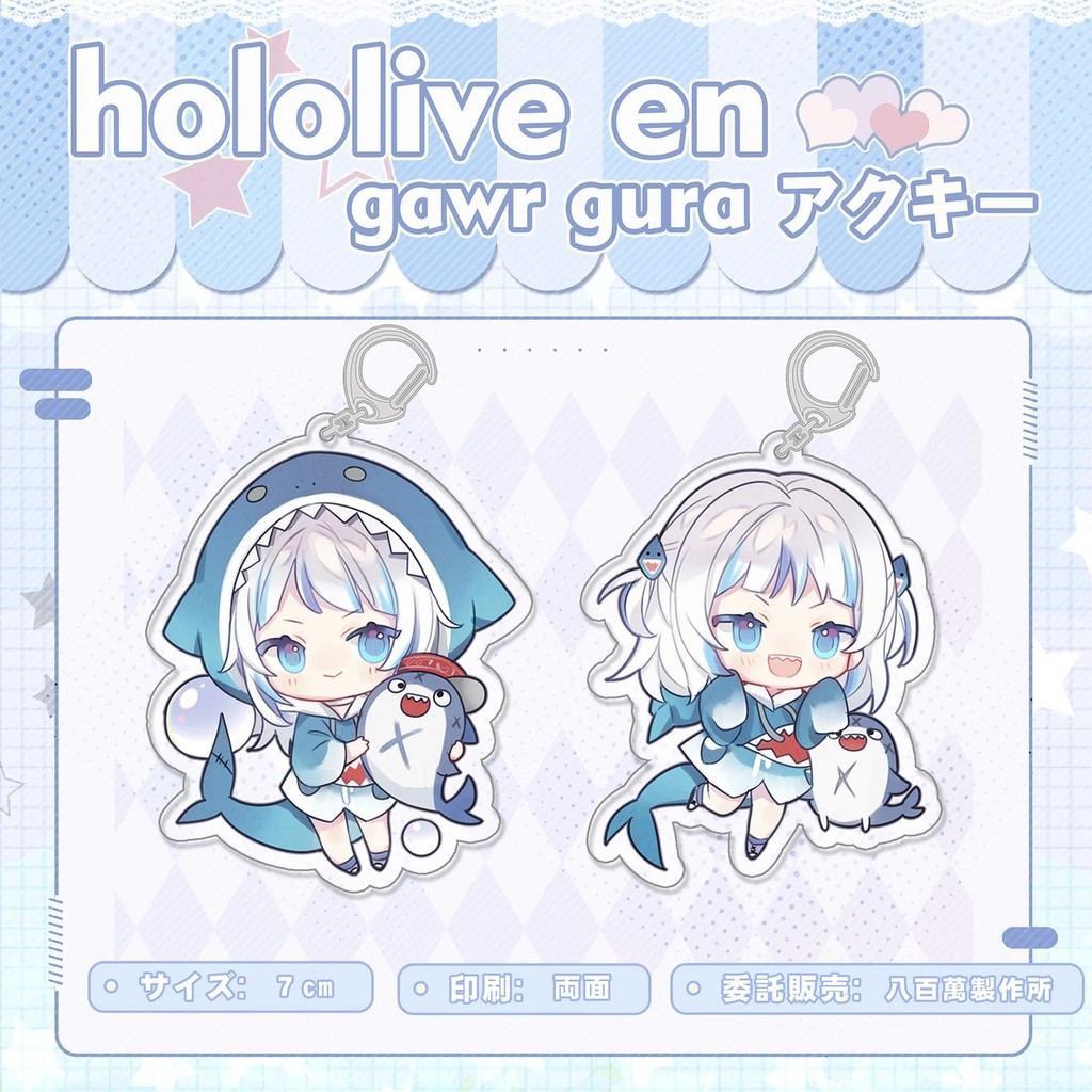Móc khóa Anime Hololive Gawr Gura Takanashi Kiara Ninomae Ina Mica Acrylic Chibi Vtuber trang trí cặ