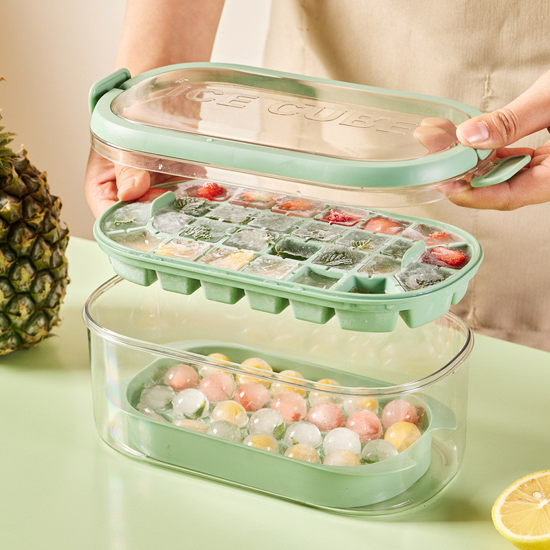 Ice Cube Press Silicone Ice Cube Mold Ice Film Nhựa Di Động Dung Tích Lớn Tủ Lạnh Frozen Ice Cube Bo