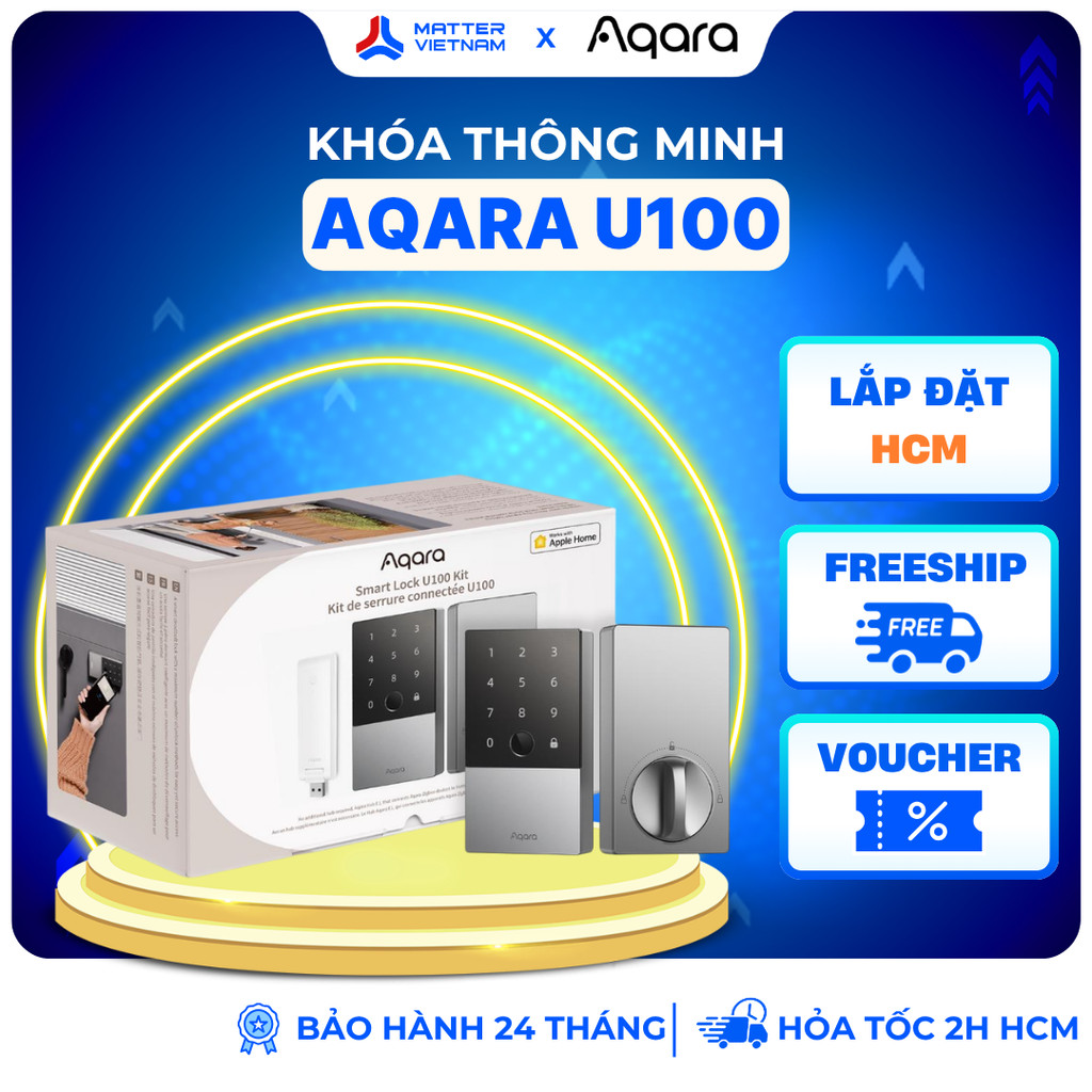 [Lắp HCM] Aqara U100 - BH 24 THÁNG - Khóa Thông Minh, Hỗ Trợ AppleHomeKit, HomeKey  (DL-D01D) - BẢN 