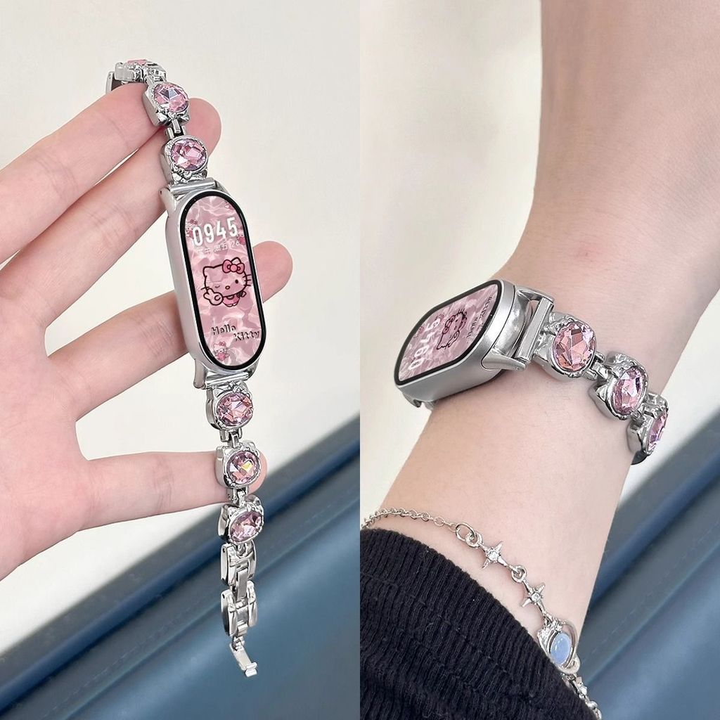 Hello Kitty Flash Diamond Thích Hợp Cho Xiaomi 10NFC9 Kim Loại Xiaomi 9pro Dây Đeo Redmi Light Sang 
