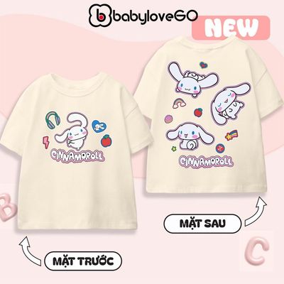 Áo thun bé gái BabyloveGO áo phông cộc tay in hình Cinnamroll ngộ nghĩnh cho bé 1-10 tuổi