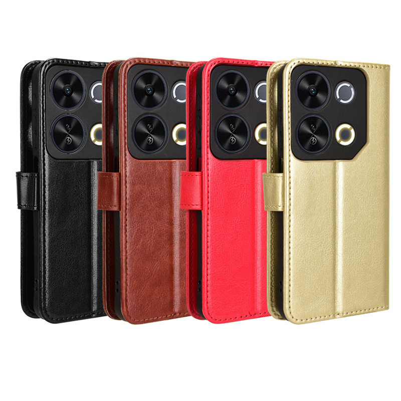 Thích Hợp Cho Itel P65 Ốp Lưng Điện Thoại itel P65 4G Da Điện Thoại Lật Thẻ Dây Điên Họa Tiết Ngựa P