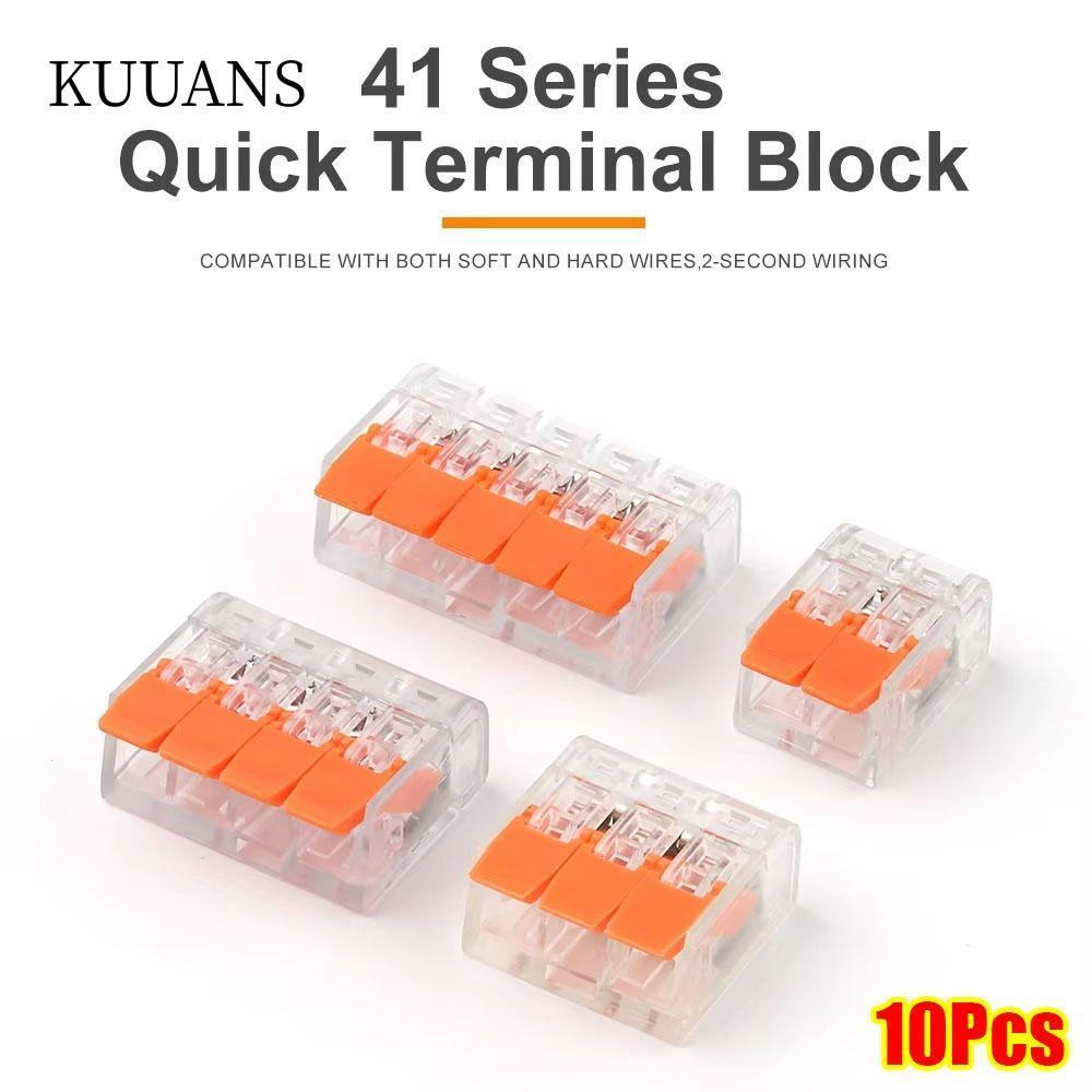 KUUANS 10 Đầu nối dây điện, Khối đầu cuối nhanh đẩy AWG24-12, 41 Series Đa năng 2 / 3 / 4 / 5 chân Đ