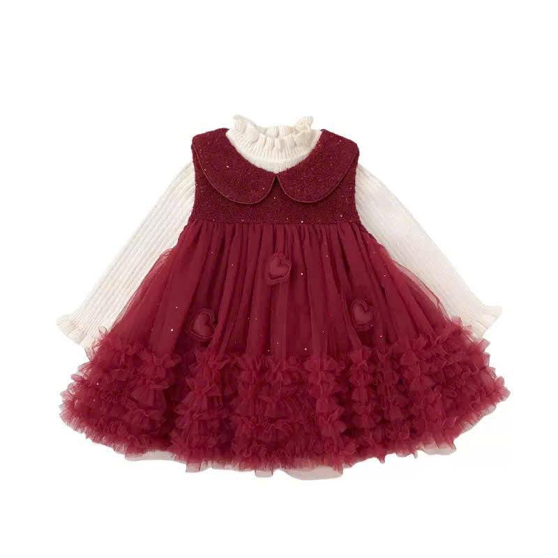 [BƠ BEBÉ] QCCC Chery coco Váy voan bồng xoè siêu chinh đính thủ công 2 màu hồng đỏ phù hợp cho bé gá