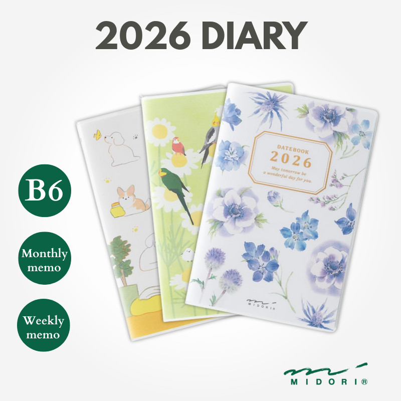 MIDORI Pocket Diary 2026 B6 (Starting January 2026) - Various Designs