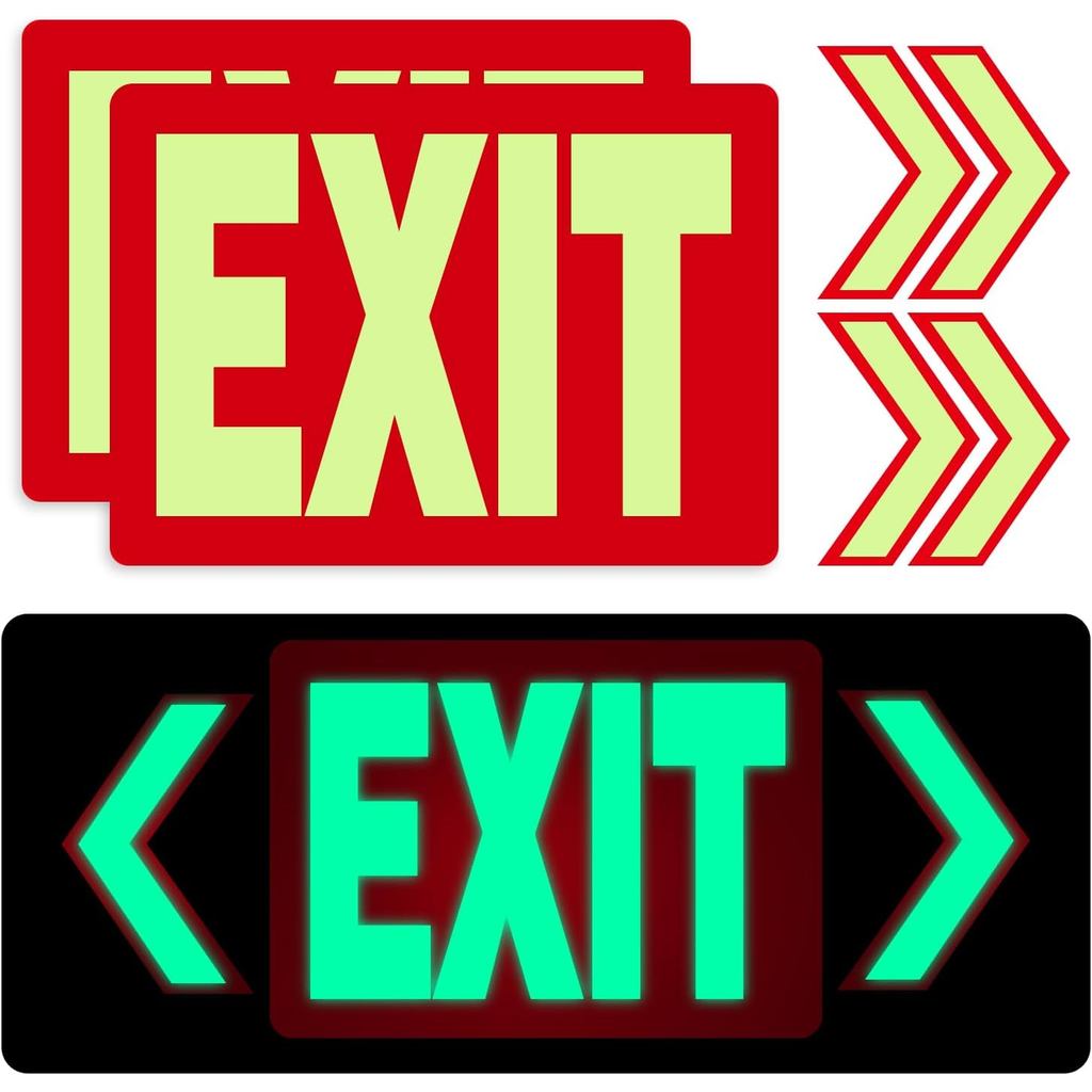 Dấu hiệu EXIT Phát sáng trong bóng tối Đề can EXIT, 2 gói Nhãn dán Vinyl 10 "x7", Nhãn dán dấu hiệu 