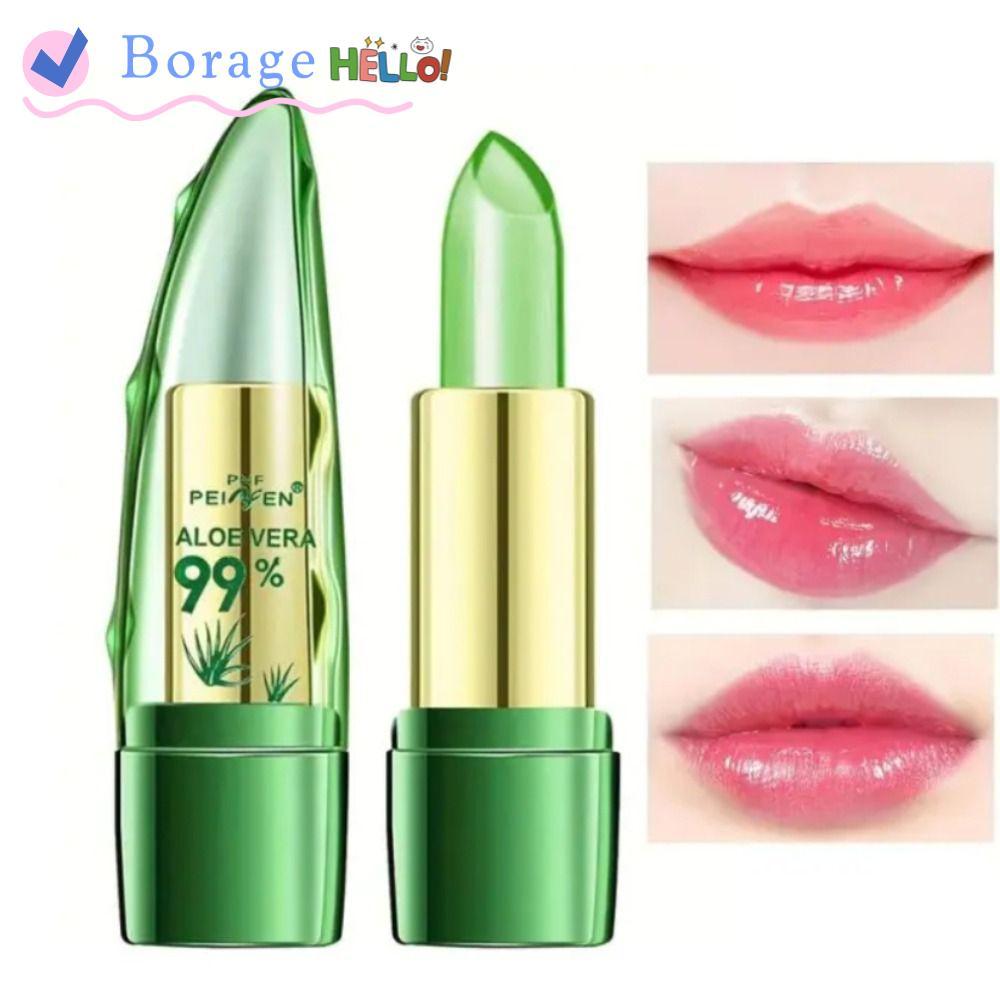 Son dưỡng môi lô hội BORAGE, Dụng cụ trang điểm Son dưỡng môi đổi màu chống nhăn, Mỹ phẩm dưỡng ẩm m