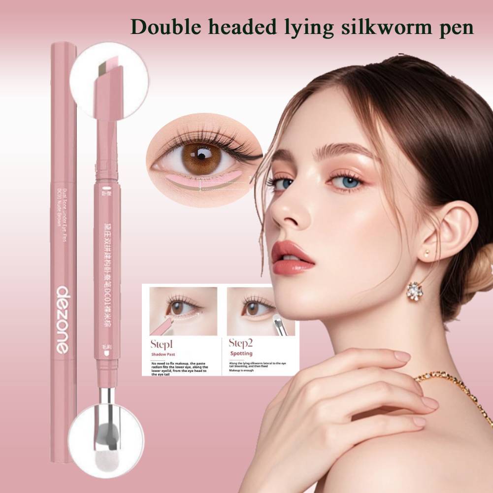 DEZONE Double Spelling Silkworm Pen Brightening Shadow 2 trong 1 Chống mồ hôi 3D Ngủ Silkworm Pen
