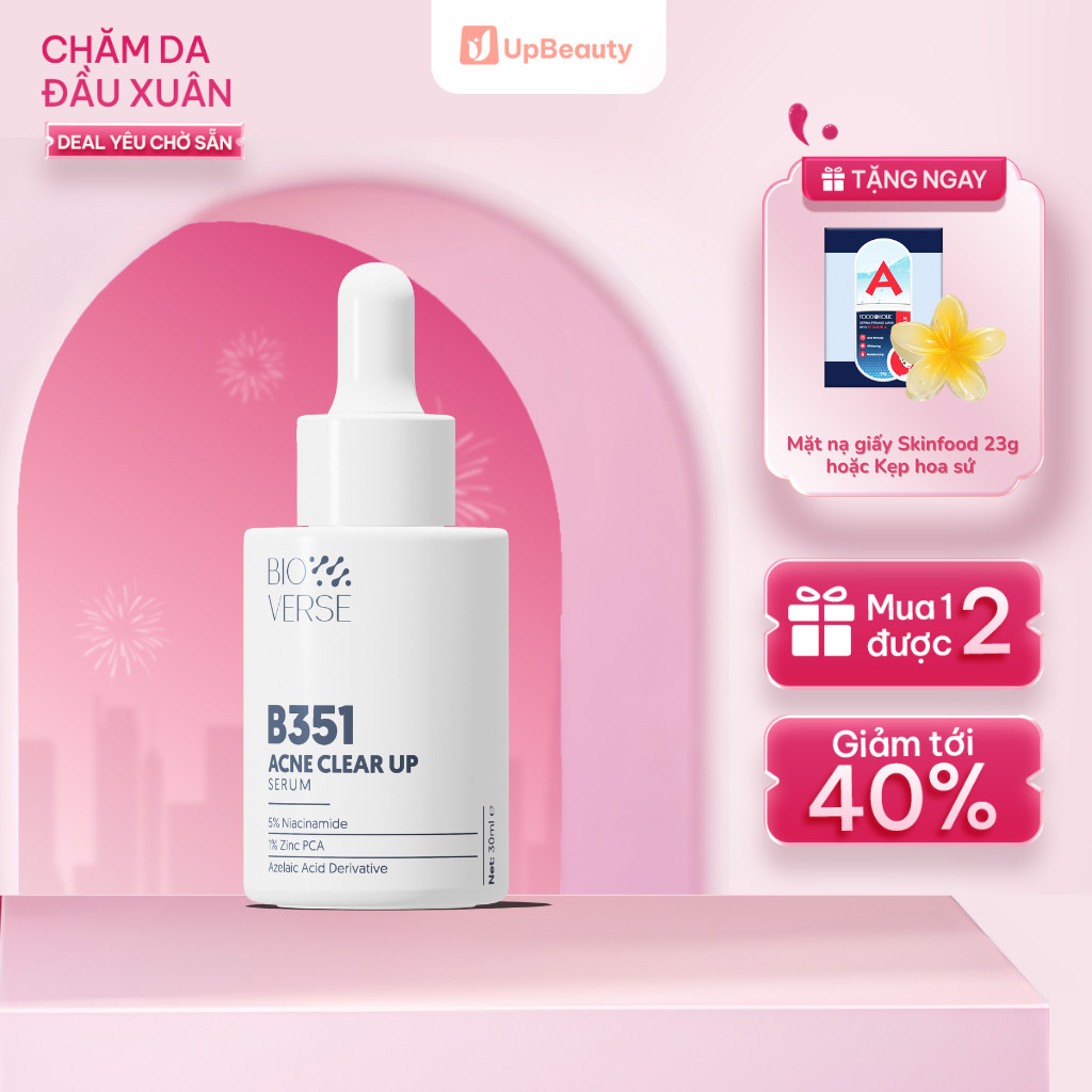 Tinh Chất Hỗ Trợ Giảm Mụn Bioverse B351 Acne Clear Up Serum Kiềm Dầu, Cải Thiện Thâm Mụn 30ml