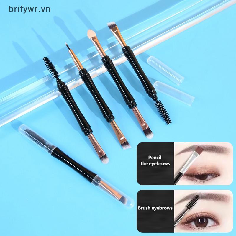 Brifywr Mini Dual Ended Makeup Brush Angle Eyeshadow Eyeliner Brush With Dustproof Cover Contouring 