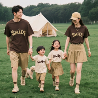 Áo gia đình - Set đồ gia đình chữ Smile đơn giản dễ thương chất liệu cotton