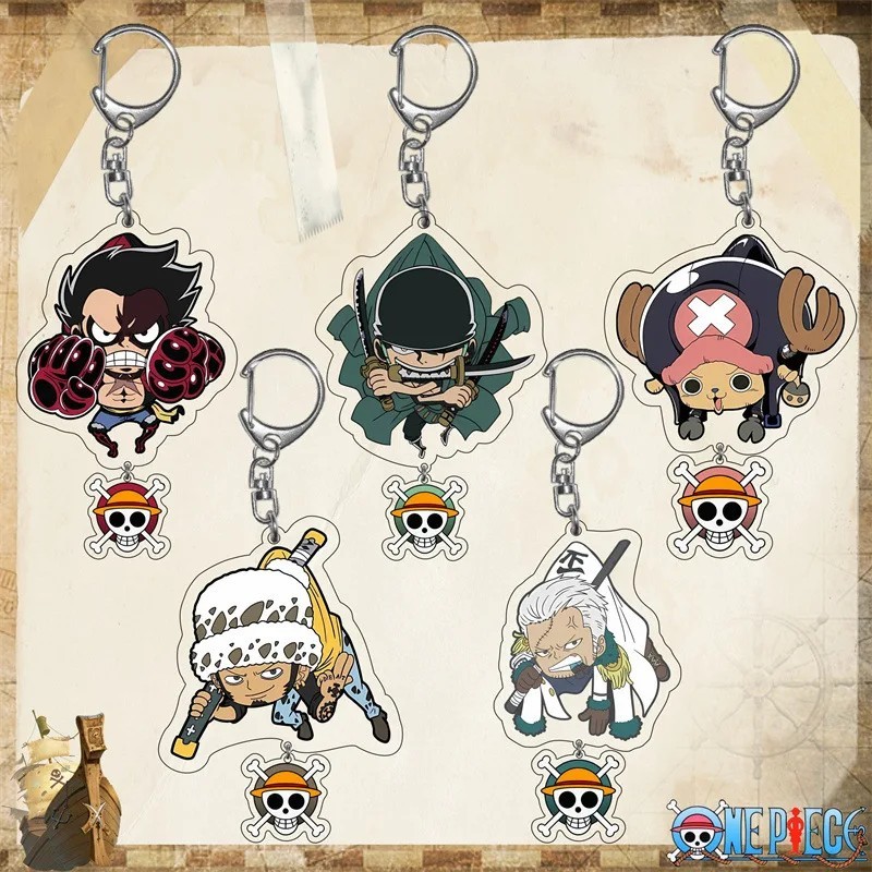 Móc khóa One Piece Anime Đảo Hải Tặc Mica Chibi Luffy Gear 4 Zoro Law Chopper Smoker Phụ Kiện Trang 