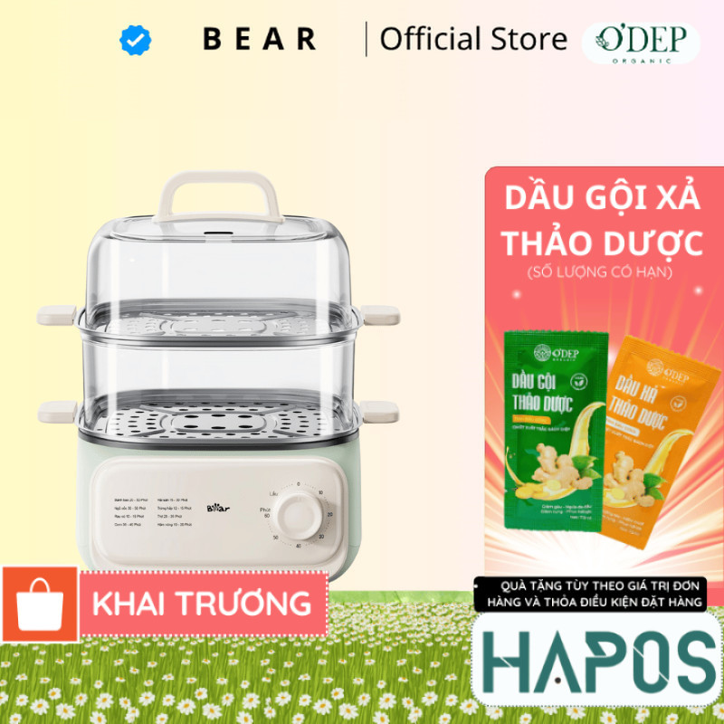 Nồi hấp/ Nồi lẩu điện đa năng 10.3L Bear EFS-4H30D - 2 khay hấp - HAPOS HEL