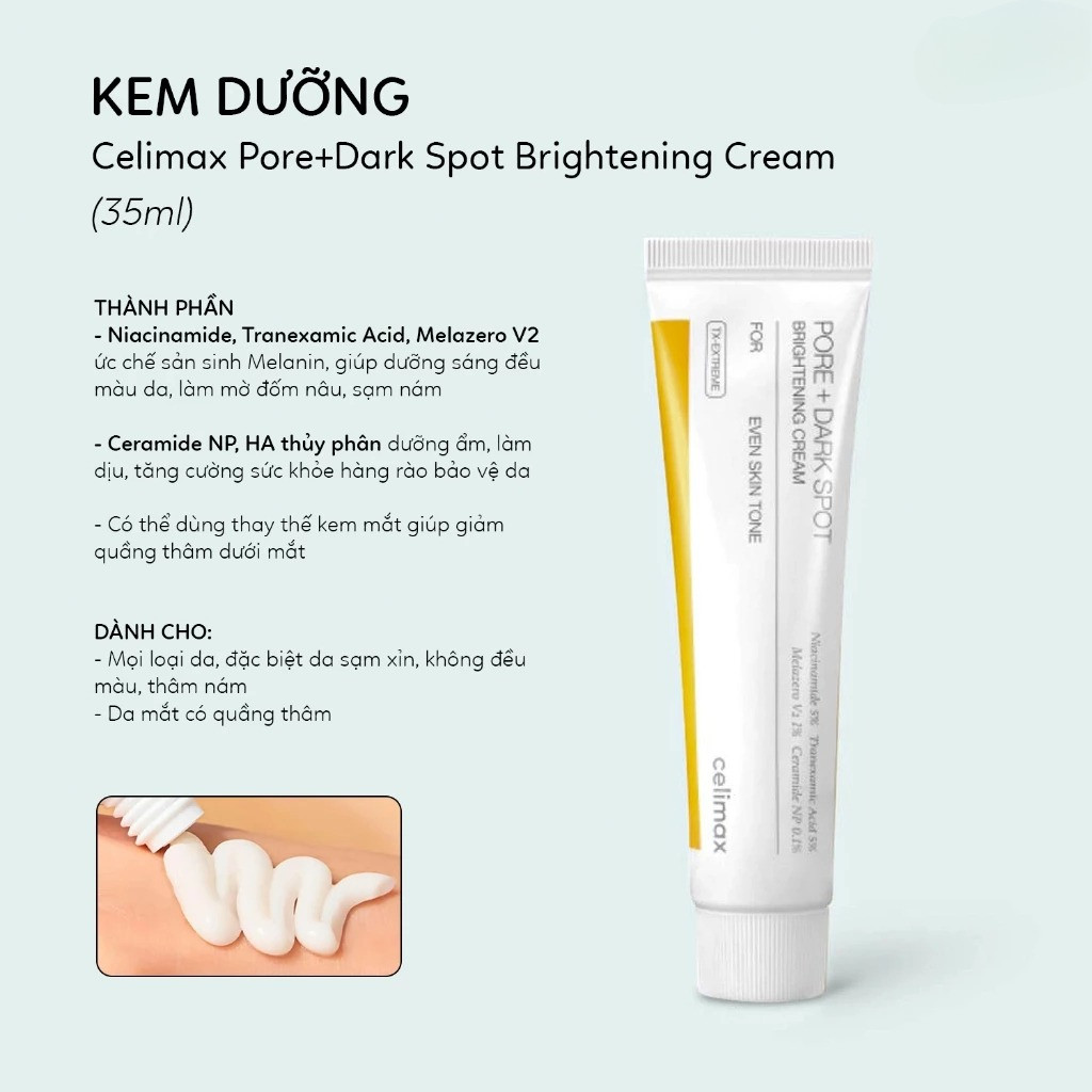 Kem làm sáng vết thâm Celimax Pore+Dark Spot Brightening Cream 35ml