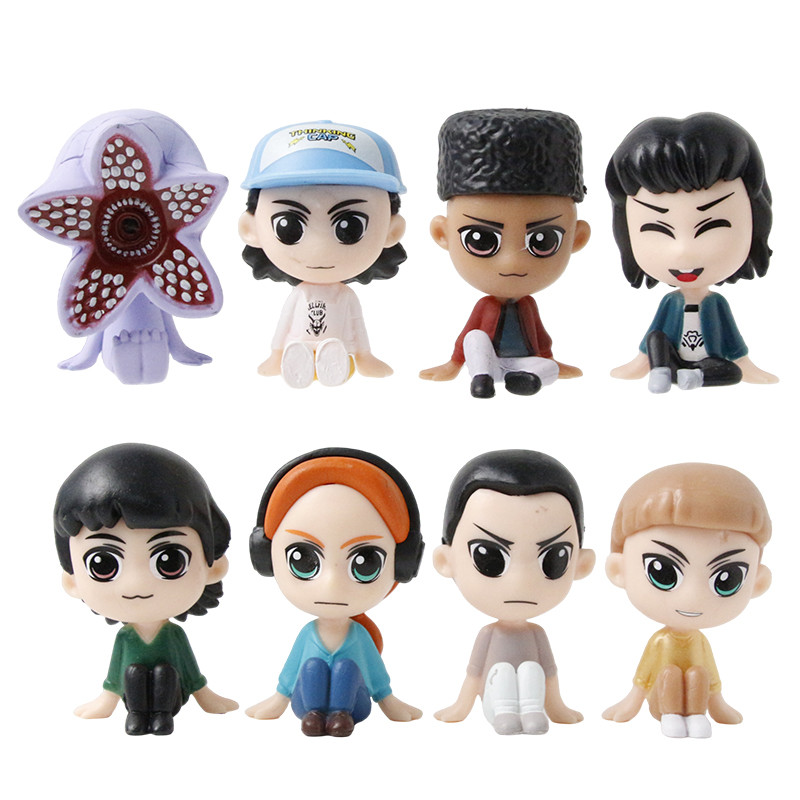 8 Cái / bộ 5.5cm Anime Stranger Things Q Phiên Bản Vị Trí Ngồi Demogorgon Eleven Mike Wheeler PVC Nh