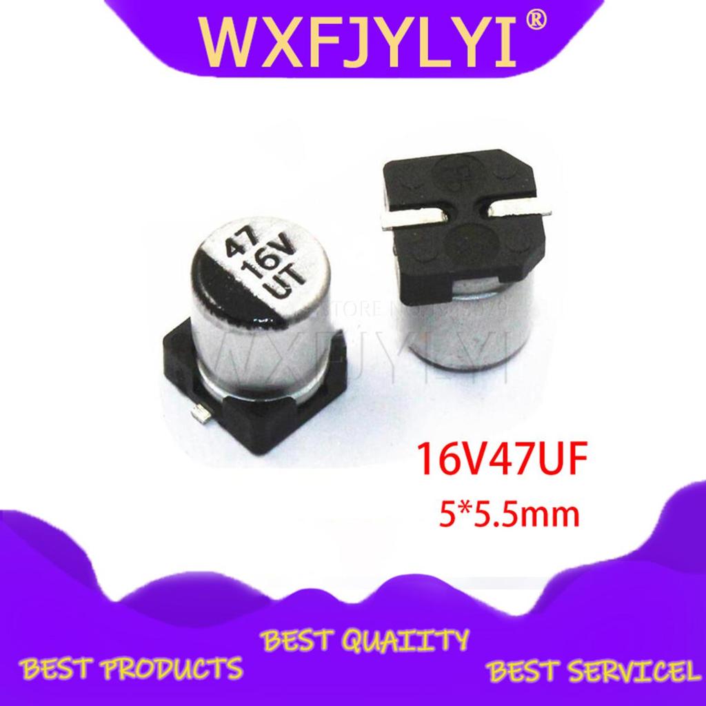 10 Chiếc Tụ Điện Phân 16V47UF 5 * 5.5 Mm SMD Nhôm Điện Phân Tụ 47uf 16v