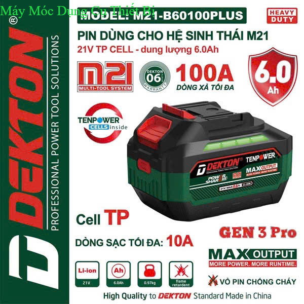 Pin DEKTON M21-B4085Plus và M21-B60100plus  xanh MÁY MÓC TB