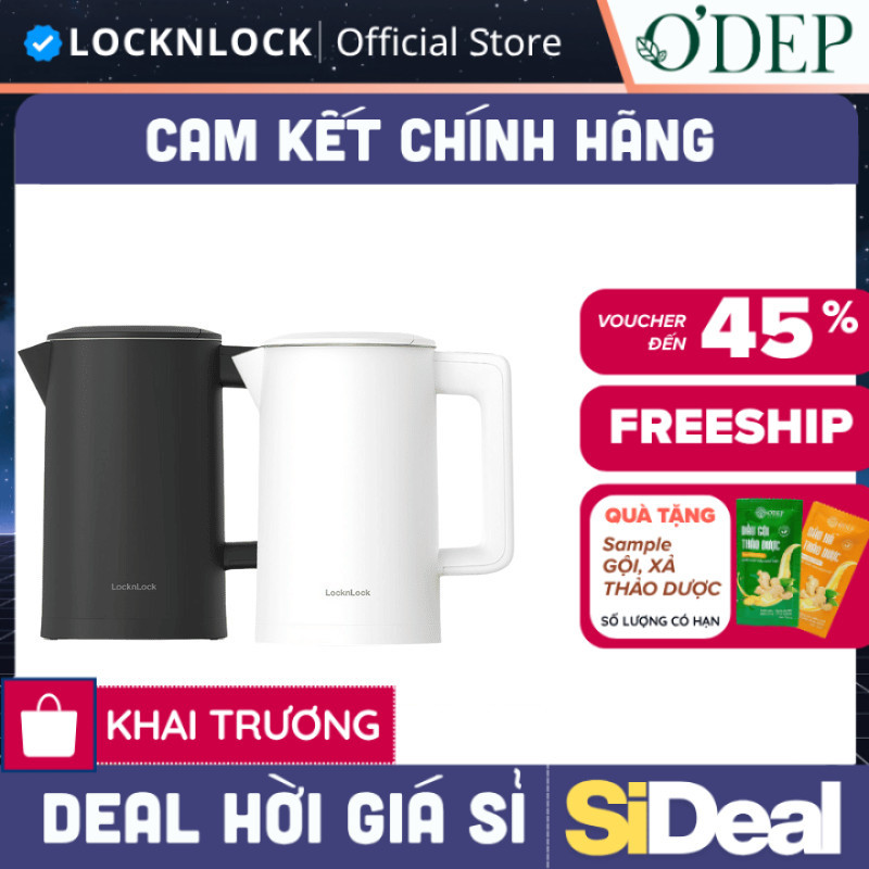 Ấm đun siêu tốc LocknLock 1.7 Lít 1850-2200W Digital Electric Kettle  EJK226, Hàng chính hãng - SIDE