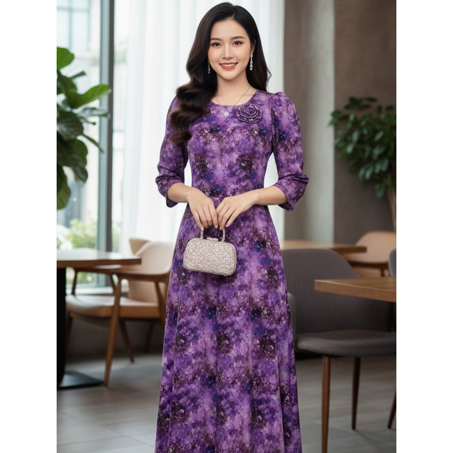 V67 CỔ TRÒN MANGO HOA NHÍ SANG TRỌNG