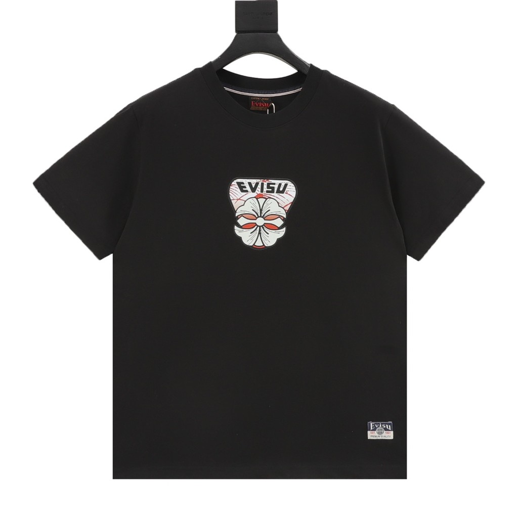 Evisu Áo Thun Nam Cổ Tròn Phong Cách Cặp Đôi, 100% Cotton Nguyên Chất, Thoáng Khí, Nhiều Màu Sắc