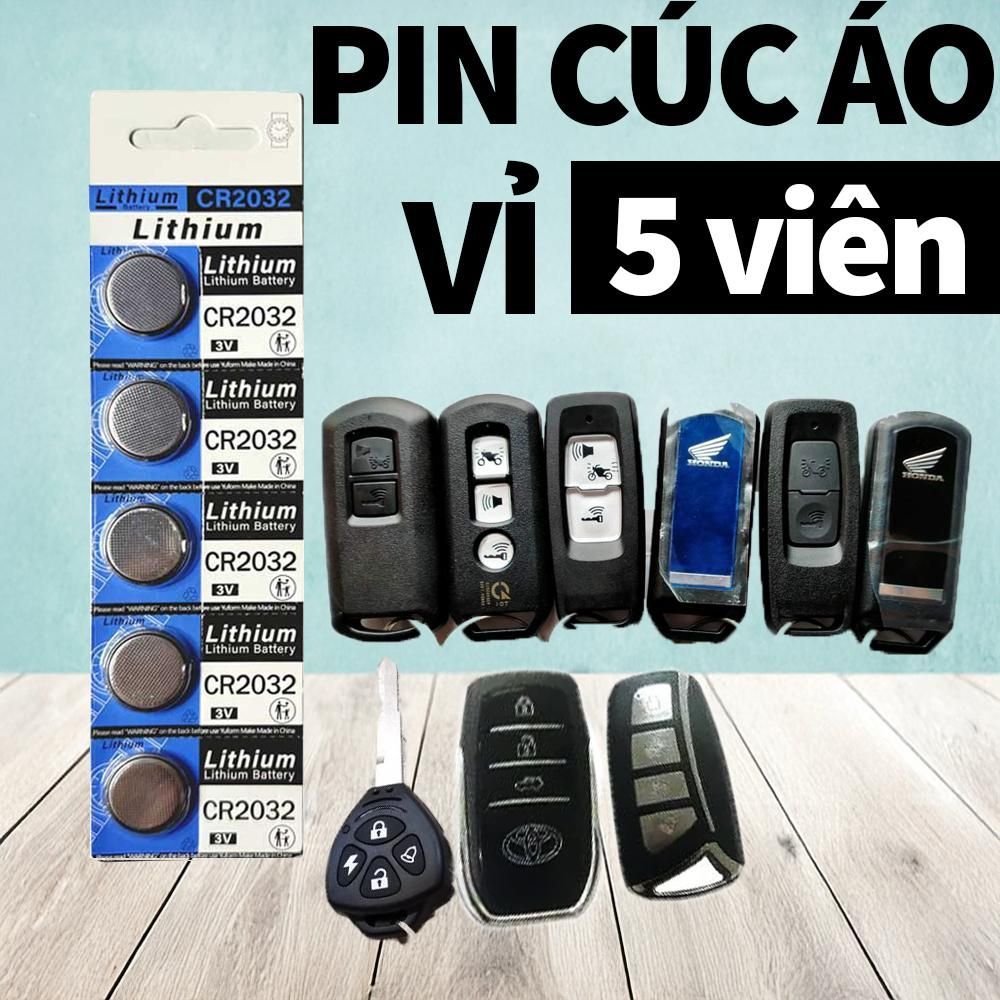 1 vỉ pin cúc áo CR 2032 Thay pin cho remote xe máy, SH, SH mode, vision, AB, máy tính, xe hơi, cửa c