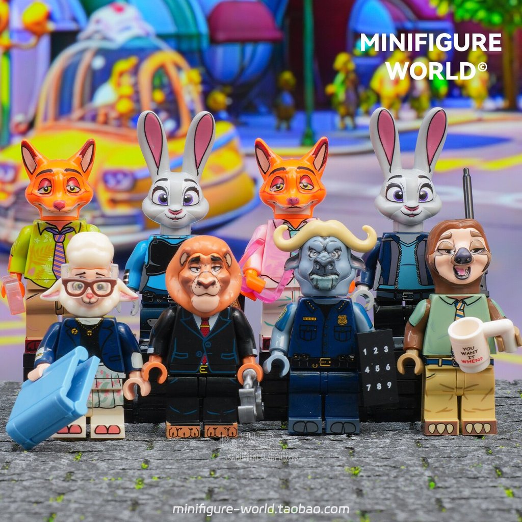 Crazy Zoo Judy Nick Lightning Sheep Ox Lion Hàng hóa Hoạt hình Lắp ráp Khối xây dựng Minifigure Đồ c