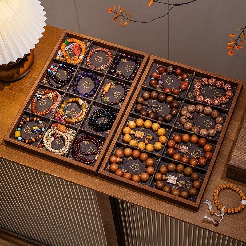 Buddha Beads xinpin Jewelry wood grain display wooden storage box, high-end handcrafted walnut stora