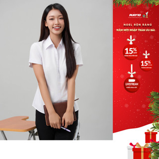   Back to school  Áo sơ mi nữ trắng May 10 At049 TC không ly trước 