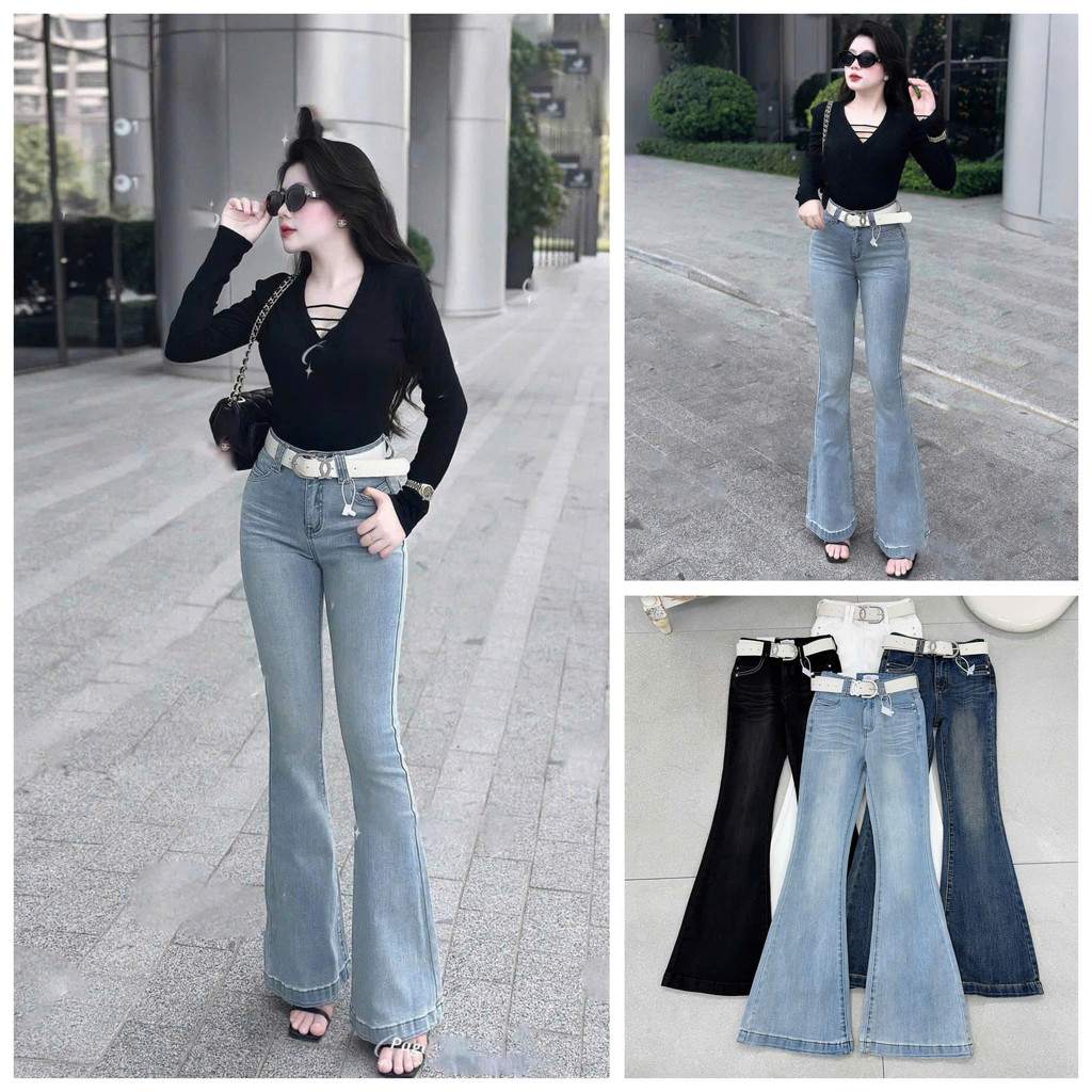 SALE LẺ SIZE Quần dài jeans denim loe kèm đai trắng UMEE STORE QCCC QCL1 QD1193 3270