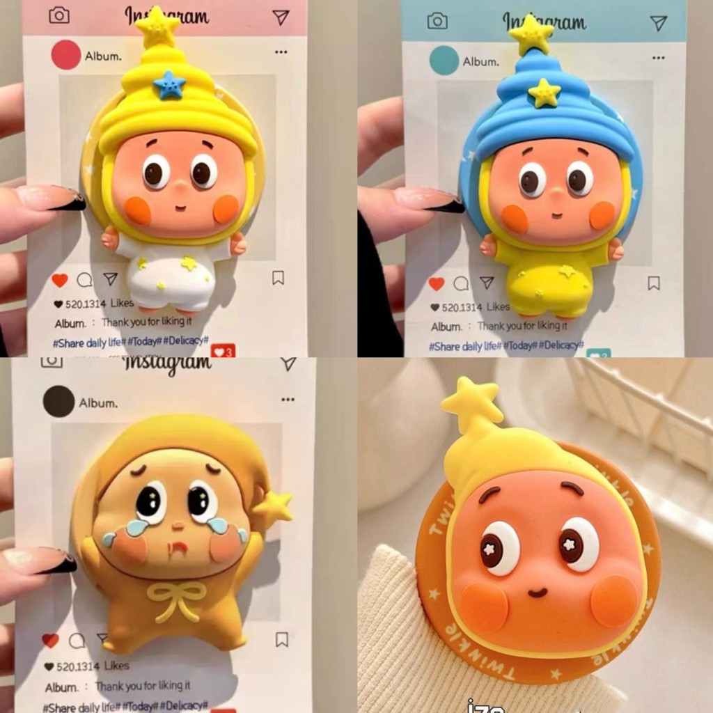 【 Twinkle Twinkle Cartoon Star MagSafe Stand 】 Giá đỡ silicon túi khí có thể thu vào hấp phụ mạnh, G