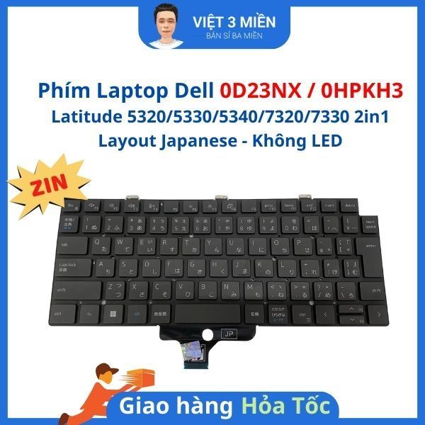 Phím Laptop Dell Latitude 5320/5330/5340/7320/7330 2in1 Layout Japanese Không LED  0HPKH3