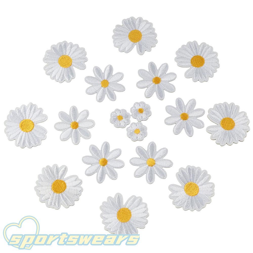 SPORTSWEARS Daisy Flower Patch, White Iron on, Clothing Patches Áo thun