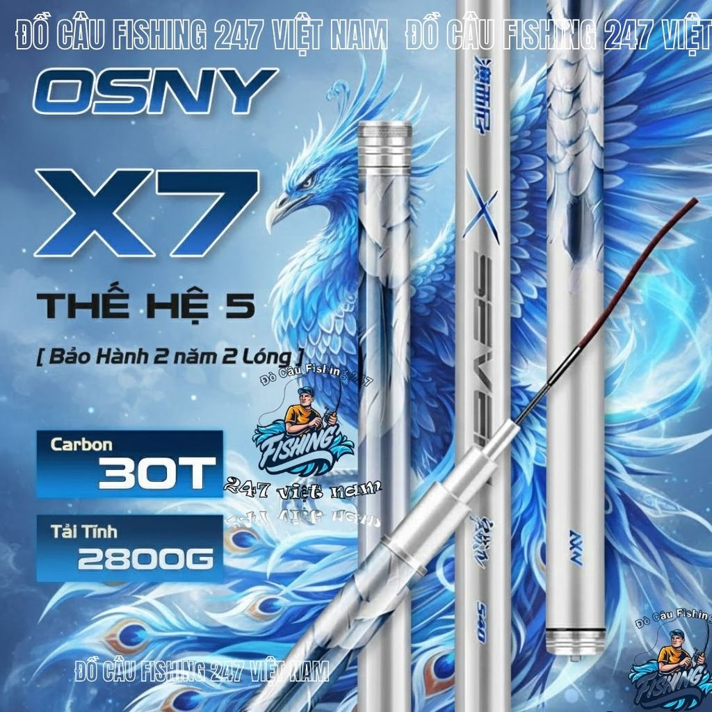 Cần Câu Osny X7 Thế Hệ 5 BẢO HÀNH 2 NĂM THAY 2 LÓNG TRỪ GỐC