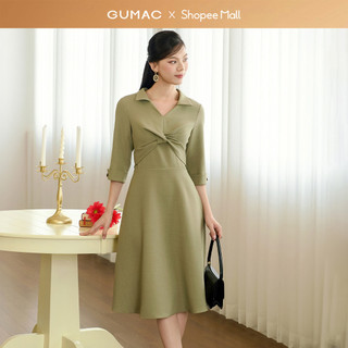  Đầm nữ GUMAC form A xòe xoắn ngực lá cổ sơ mi  DF11009 - DF10052 