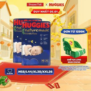   Live Độc Quyền  Combo 2 Tã quần Huggies Naturemade ban đêm M58 L44 XL38 XXL26 