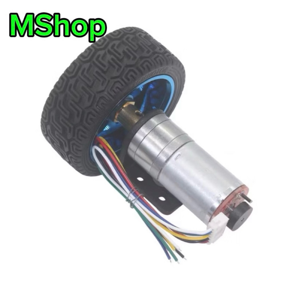 [ 12V 280rpm ] Bộ động Cơ DC giảm tốc có encoder JGA25-370 kèm gá bắt và bánh xe V2 65m