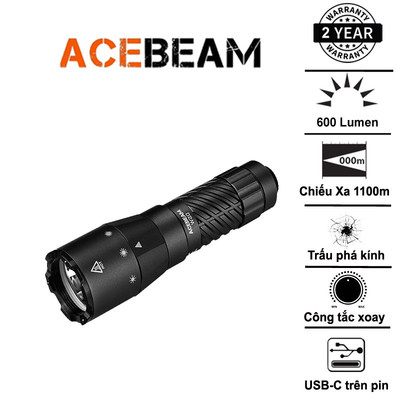 ACEBEAM W20 – Đèn pin LEP độ sáng 600 Lumens, chiếu xa 1100m kết hợp vùng sáng tỏa rộng