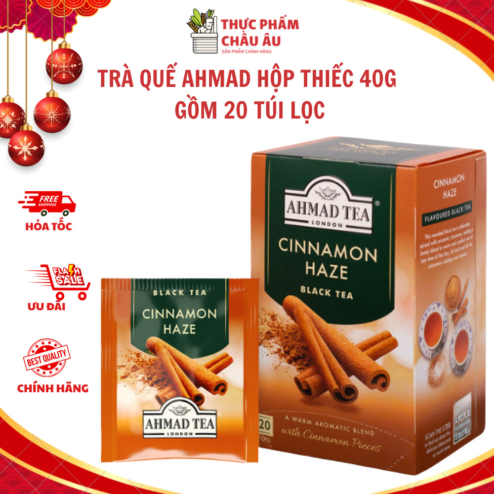 Trà Quế AHMAD Hộp Thiếc 40g Gồm 20 Túi Lọc, Ahmad Tea Cinnamon Haze Green Tea Thơm Ấm Thanh Nhẹ