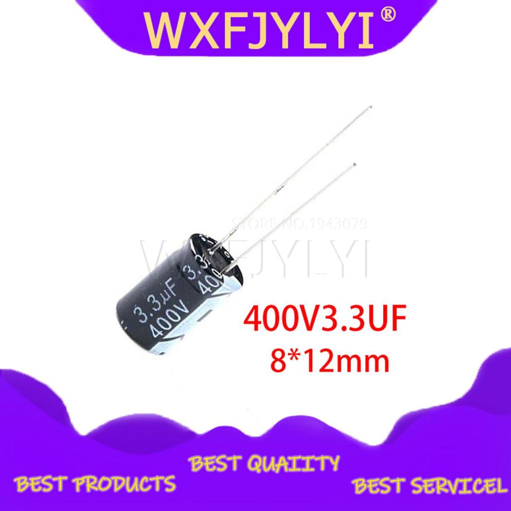 20 Chiếc Higt Chất Lượng 400V3.3UF 8 * 12mm 3.3UF 400V 8 * 12 Tụ Điện Phân