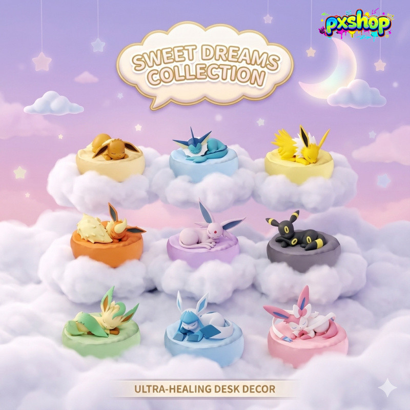 Blind Box Pokemon Sleeping Eevee Series - Mô Hình Ievee Tiên Sylveon Leafeon Nằm Ngủ Dễ Thương - Đồ 