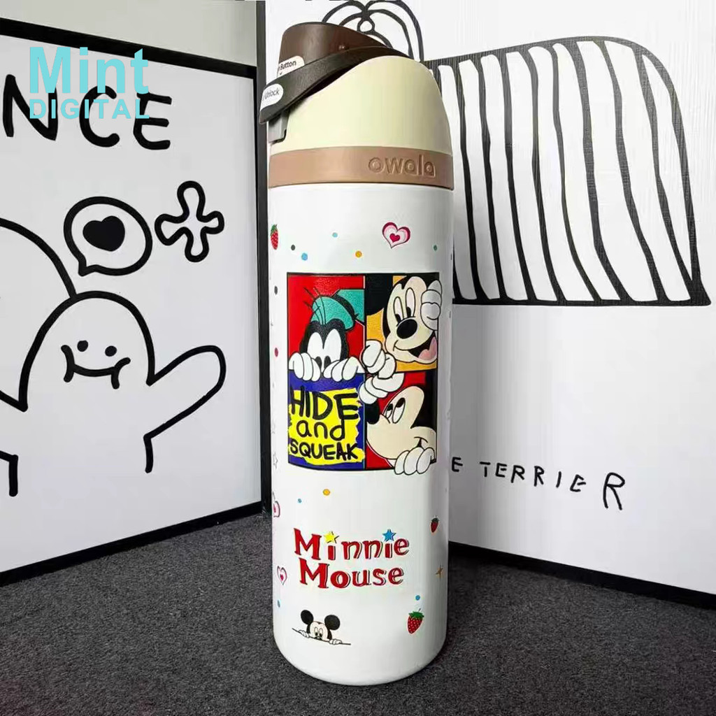 Owala 24oz Bình Nước Inox Mickey - Cốc Cách Nhiệt Có Ống Hút, Cốc Du Lịch Chống Rò Rỉ Cho Trường Tập