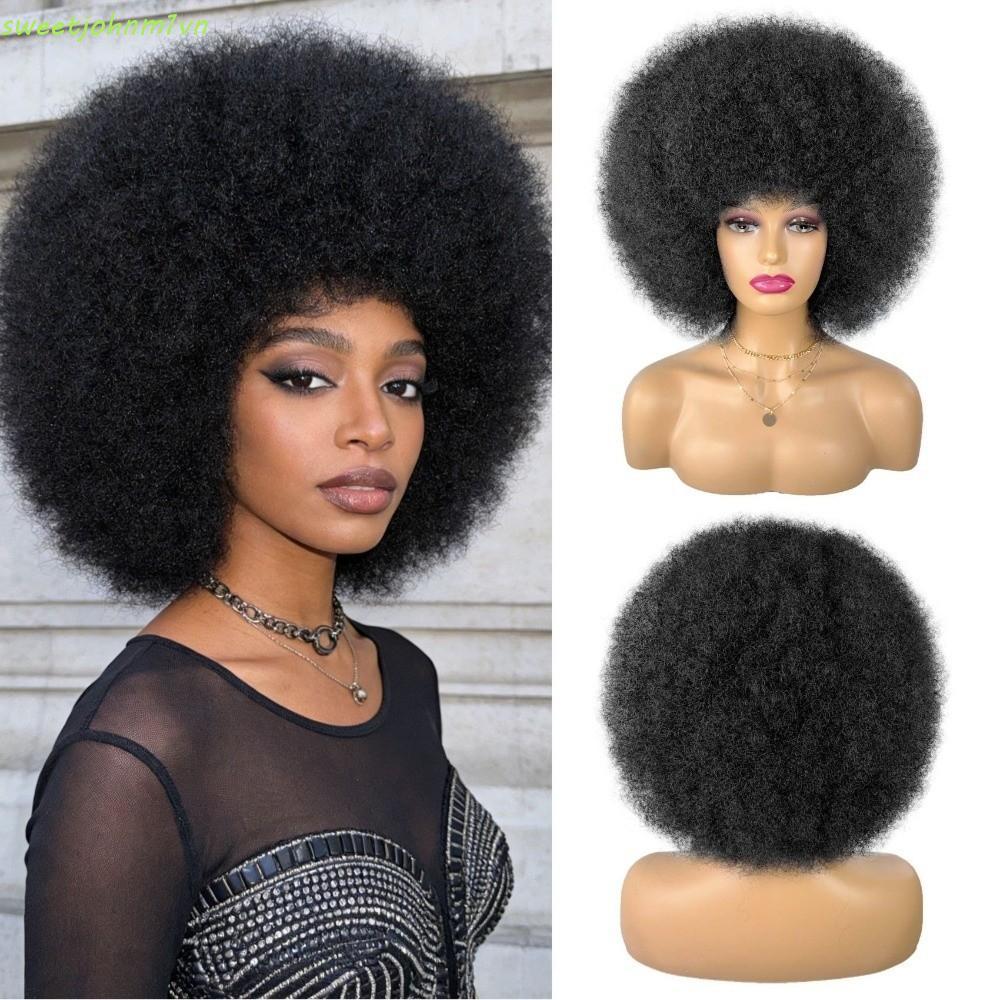 SWEETFASHION Tóc Giả Afro Kinky Nam Nữ, Tự Nhiên Phù Hợp Style Hippie