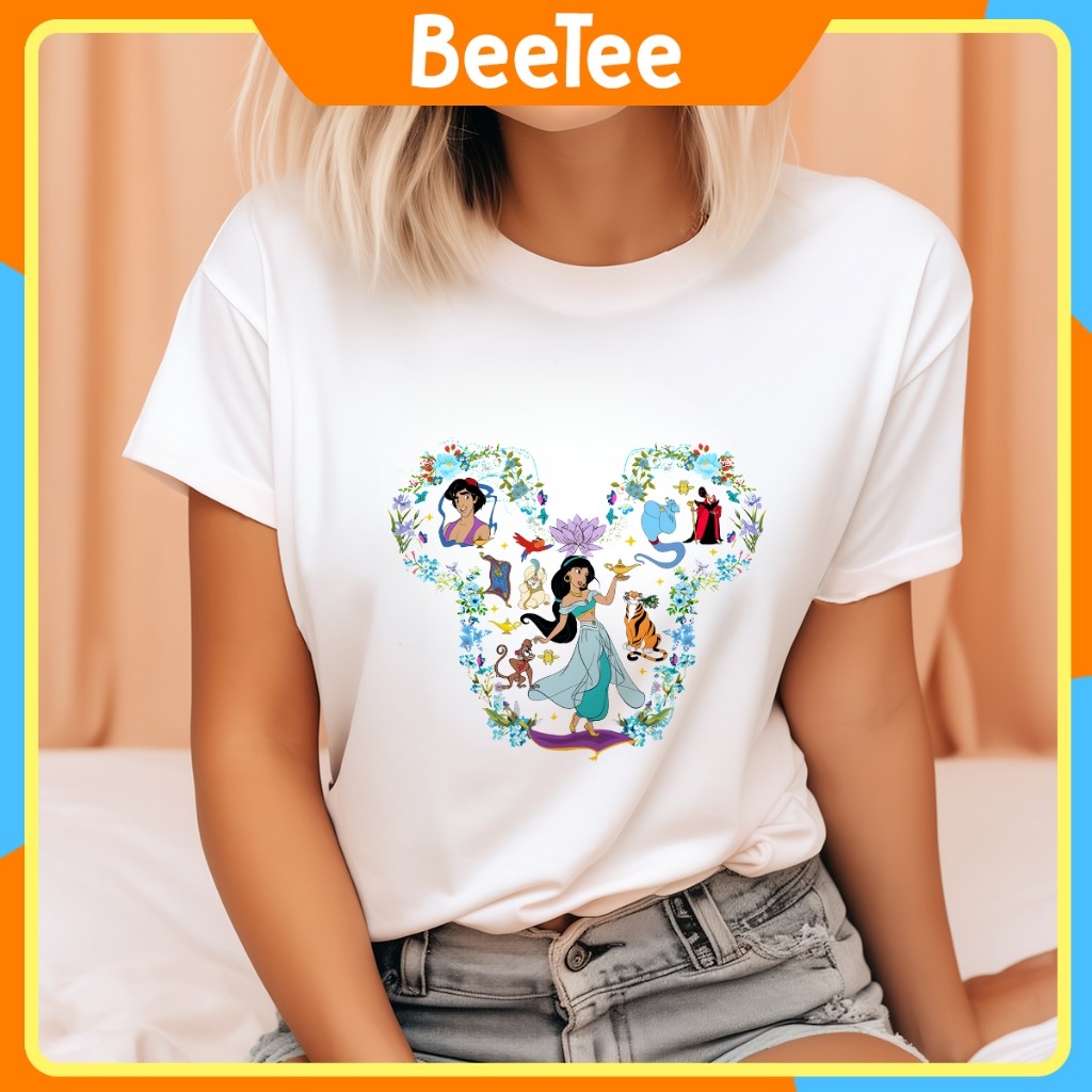 Áo thun Oversize in hình Mickey Mouse Walt Disney Aladdin Jasmine Abu Jafar 228
