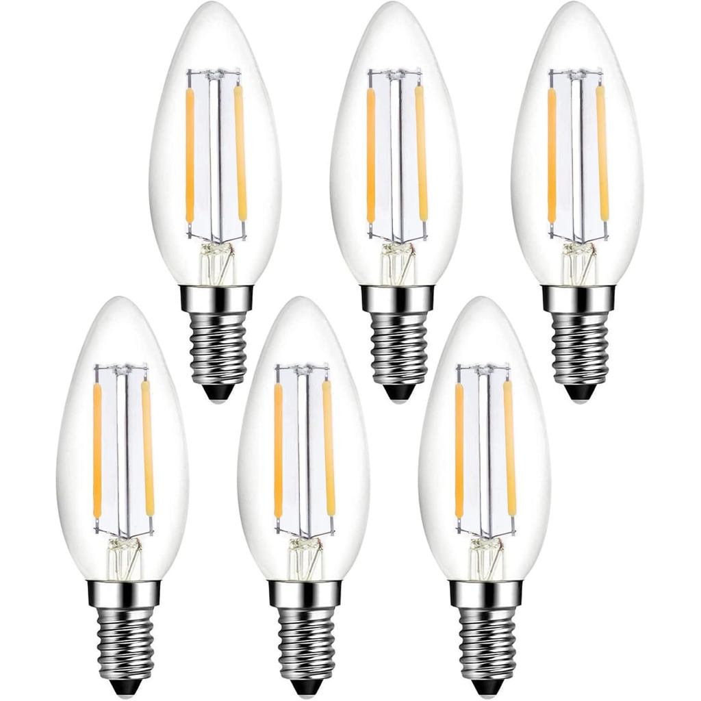 E14 Bóng Đèn LED Candelabra Đế Châu Âu Tương đương 25W, Bóng đèn LED E14 Trắng ấm 110V 2700K 2W 250L