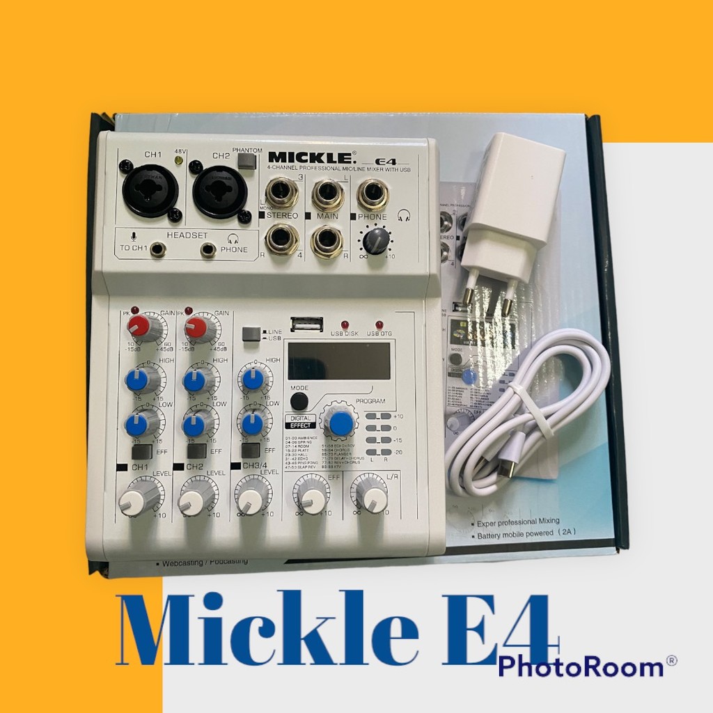 Bộ Mixer E4 Mới Nhất Tích Hợp 88 hiệu ứng hát thu âm karaoke bảo hành 1 năm Cat Tường audio
