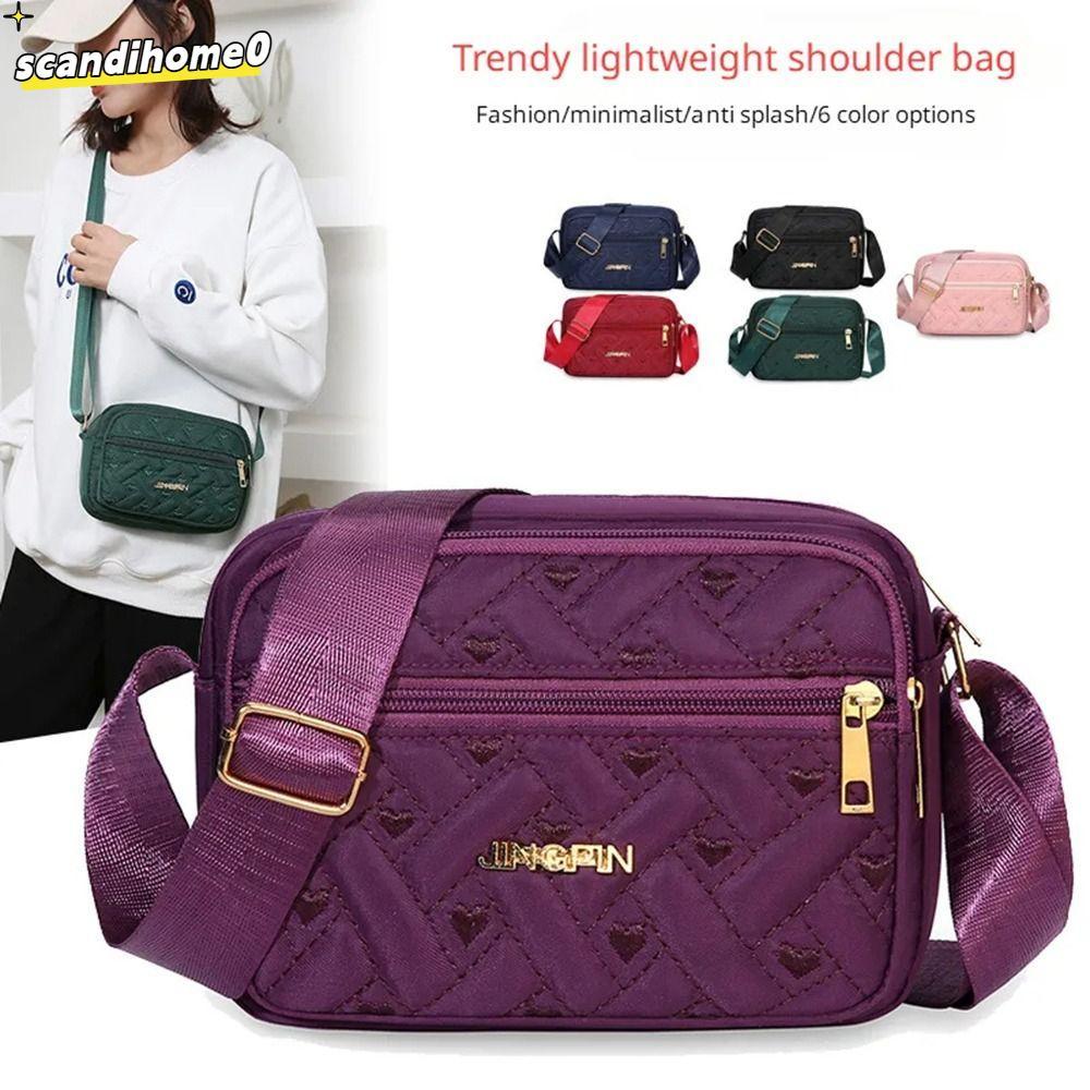 Túi đeo vai SCANDIHOME0, Túi xách nữ thoải mái có dây kéo, Túi xách tay thêu nách thời trang dung tích lớn dành cho nữ