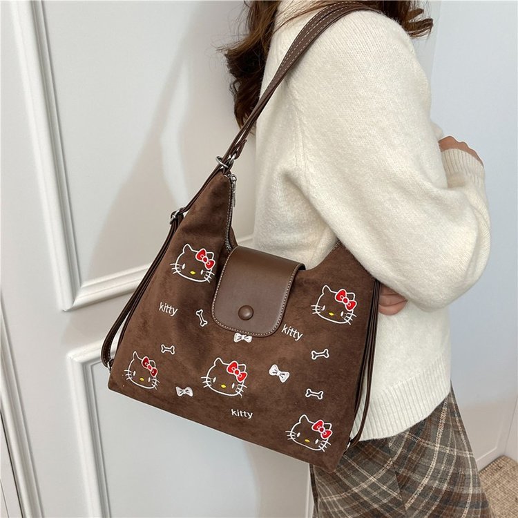 Korean Style Niche Hello Kitty Women's Backpack Autumn and Winter New Commuter Large Capacity Backpa