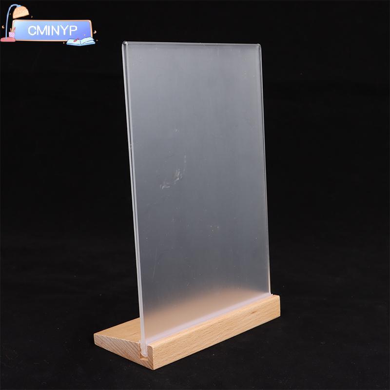 CMINYP Table Top Gỗ Acrylic Sign Holder Display Stand Double Sided, Bottom Load, Portrait Style Menu