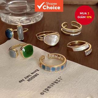 Nhẫn tuyên bố ngọc lục bảo hợp thời trang dành cho nữ Quà tặng trang sức thời trang phong cách Hàn Quốc